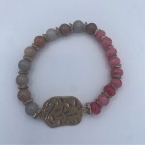 Pink and Gray Beaded Bracelet